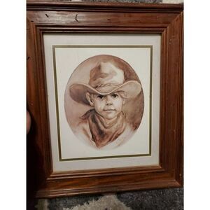 Vel Miller Cowboy Vintage Art Picture 15 x 13